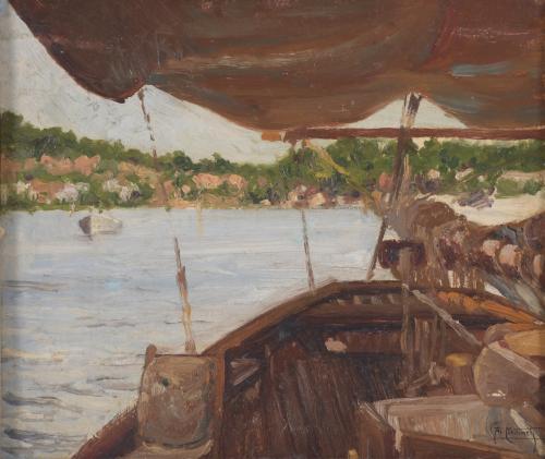 ALEXANDRE CARDUNETS CAZORLA (1871-1944). "VISTA DESDE LA EMBARCACIÓN".