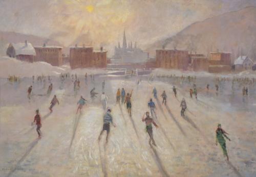 FRANCISCO PLANAS DORIA (1879-1955).  "PATINANDO EN DAVOS,