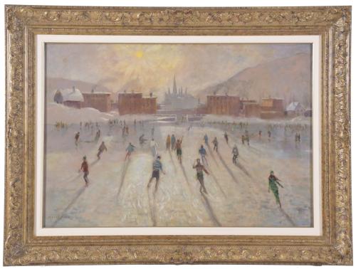 FRANCISCO PLANAS DORIA (1879-1955).  "PATINANDO EN DAVOS,