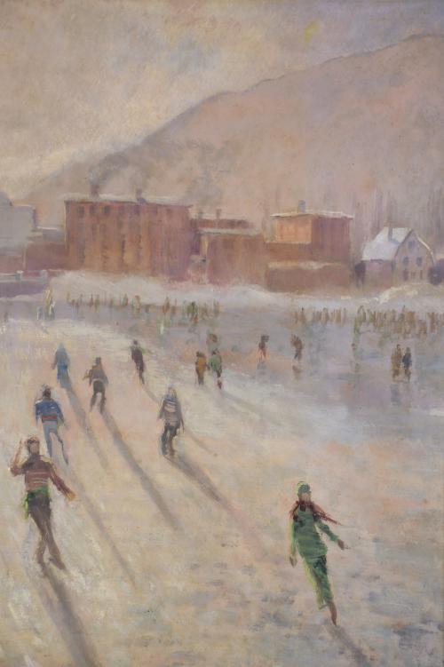 FRANCISCO PLANAS DORIA (1879-1955).  "PATINANDO EN DAVOS,