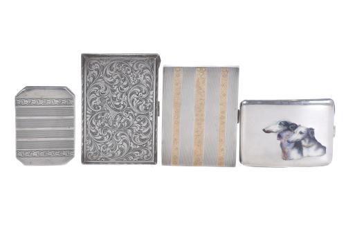 THREE SILVER CIGARETTE CASES.