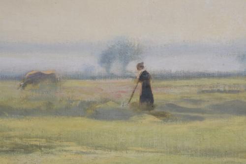 ENRIC GALWEY (1864-1931). "COUNTRYSIDE LANDSCAPE WITH FIGUR