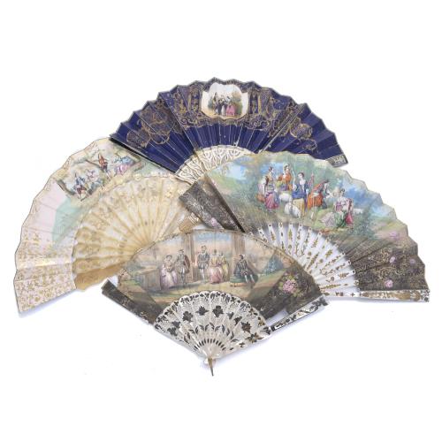 FOUR FANS,  LATE 19TH - EARLY 20TH CENTURY.