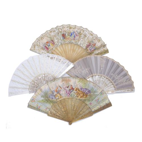 FOUR FANS, LATE 19TH - EARLY 20TH CENTURY.