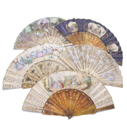 FIVE FANS, LATE 19TH - EARLY 20TH CENTURY.