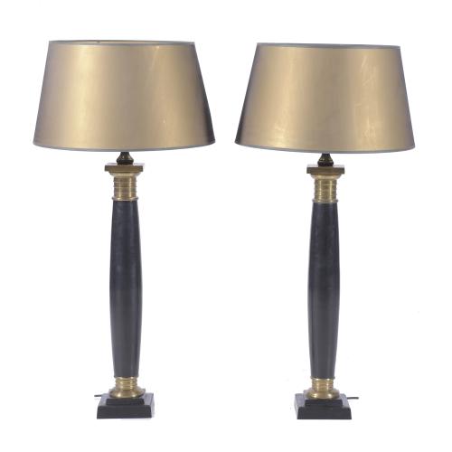 AFTER MODELS BY MAISON JANSEN, A PAIR OF LAMPS IN THE SHAPE OF A DORIC COLUMN.