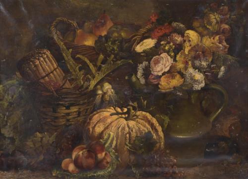 VIVANT BEAUCÉ (1818-1876).   "STILL LIFE WITH PUMPKIN".