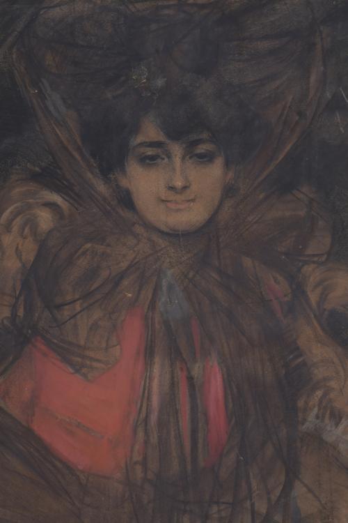 RAMÓN CASAS Y CARBO (1866-1932). "GIRL SEATED", ca. 1906-19