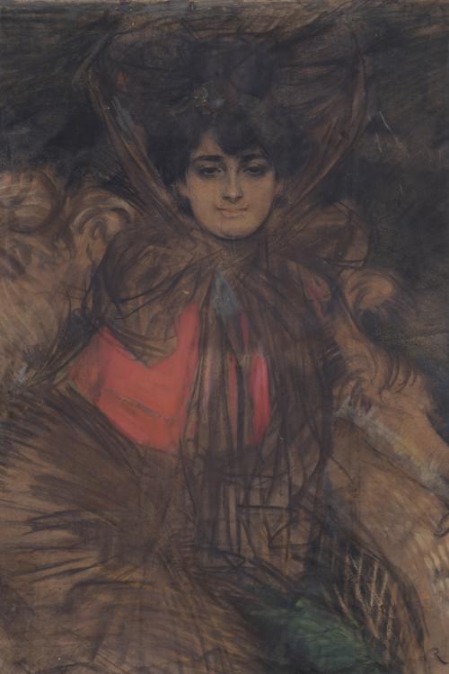 RAMÓN CASAS Y CARBO (1866-1932). "GIRL SEATED", ca. 1906-19