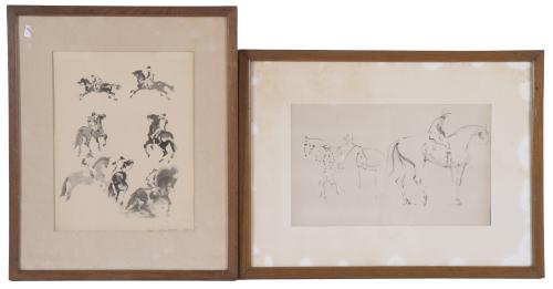 20TH CENTURY SPANISH SCHOOL. Pair of preparatory drawings f