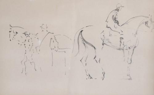 20TH CENTURY SPANISH SCHOOL. Pair of preparatory drawings f