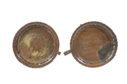 TWO GEORGE II STYLE WOODEN TORCH STANDS.