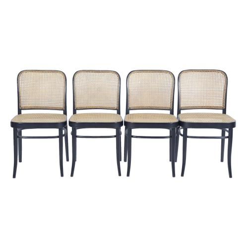 ATTRIB. TO THONET  FOUR CHAIRS. MODEL 411 / JOSEFF HOFFMANN.