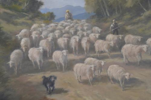 LLUÍS VICTORI ELIAS (1906-1982).  "SHEPHERD WITH HIS FLOCK".