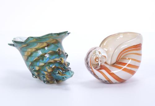 PAIR OF NAUTILUS IN MURANO GLASS.