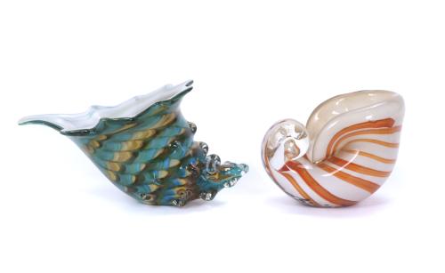 PAIR OF NAUTILUS IN MURANO GLASS.