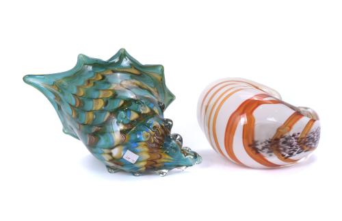 PAIR OF NAUTILUS IN MURANO GLASS.