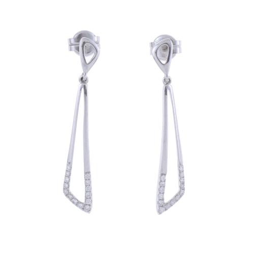 MINIMAL DESIGN LONG EARRINGS WITH DIAMONDS