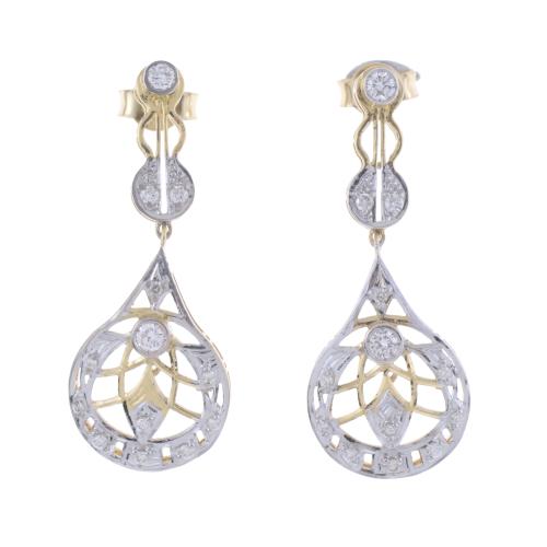 ART DECO STYLE LONG EARRINGS WITH DIAMONDS.