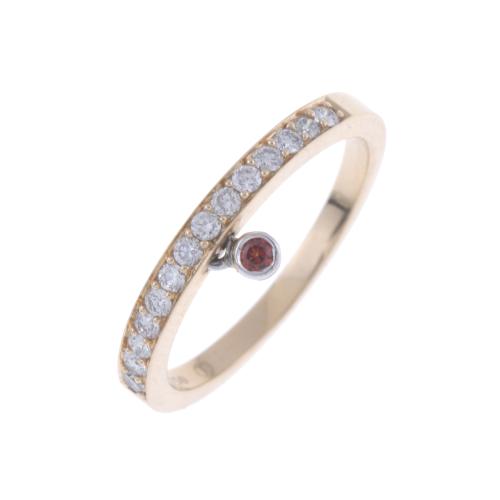 ORIGINAL DIAMONDS HALF WEDDING RING WITH RUBY TEARDROP.