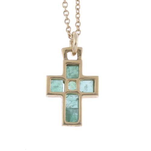 EMERALDS CROSS PENDANT.