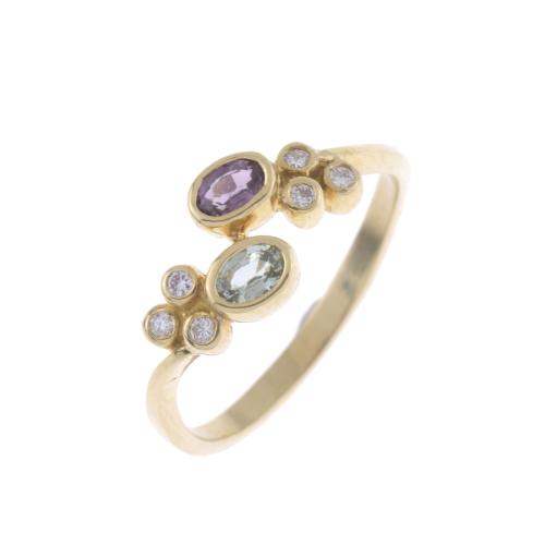 AMETHYST, TOPAZ AND DIAMONDS RING.