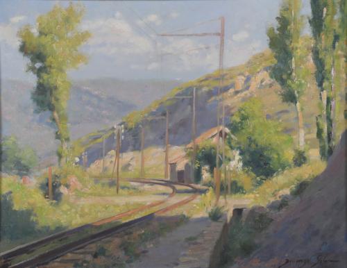 DOMINGO SOLER GILI (1871-1951). "TRAIN TRACKS".