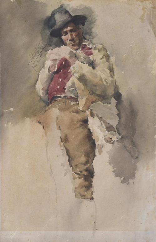 ANTONIO FABRÉS (1854-1938). "MALE CHARACTER", Rome, January 1881.