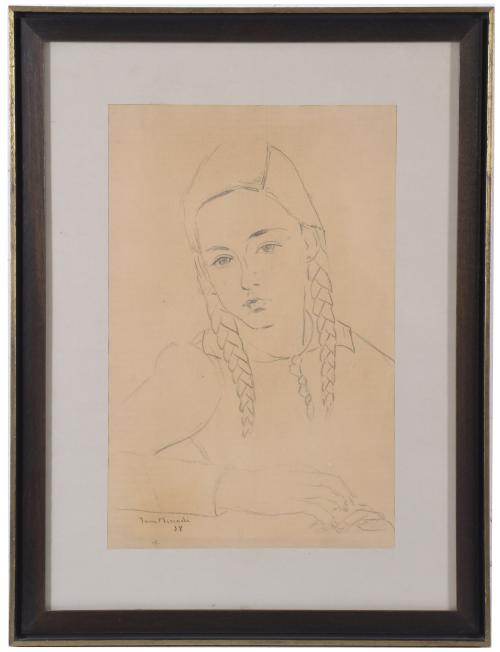 JAUME MERCADÉ I QUERALT (1887-1967). "GIRL WITH PLAITS", 1938.