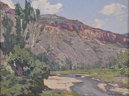 JOSEP PUIGDENGOLAS BARELLA (1906-1987). "PAISAJE DE ARAGÓN", Teruel.