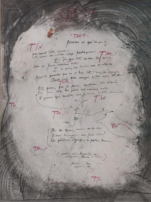 MODEST CUIXART i TÀPIES (1925-2007). Poem and dedication to the Batlle's, 1969.