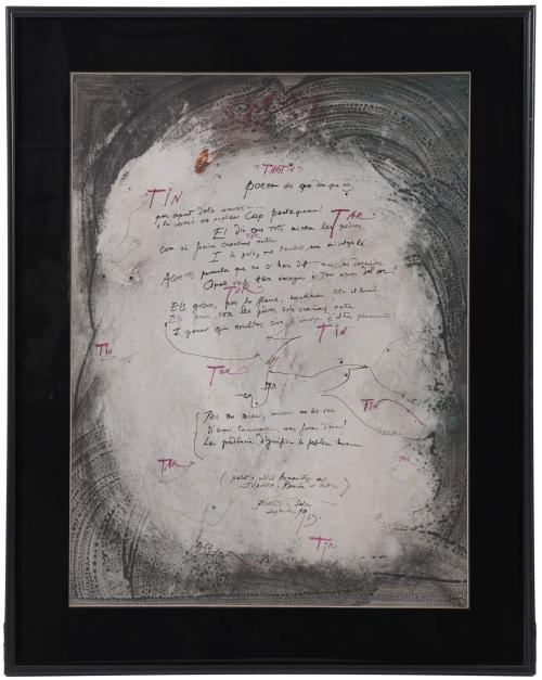 MODEST CUIXART i TÀPIES (1925-2007). Poem and dedication to