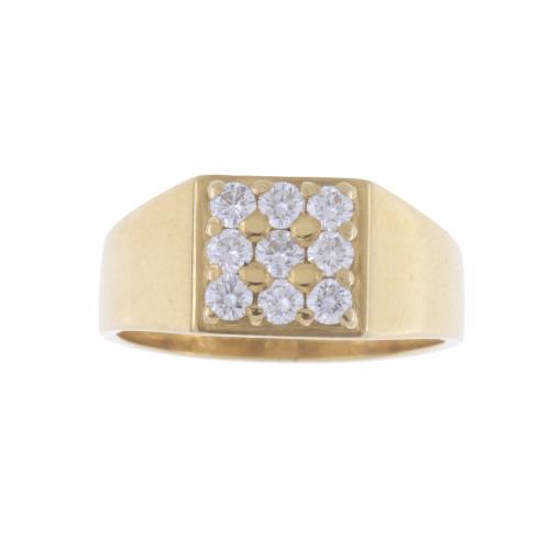 SIGNET RING WITH DIAMONDS.