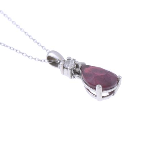 PENDANT WITH RUBY AND DIAMOND.