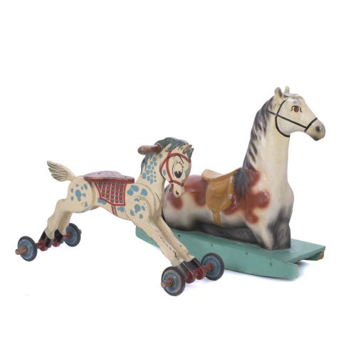 TWO CHILDREN'S TOY HORSES.