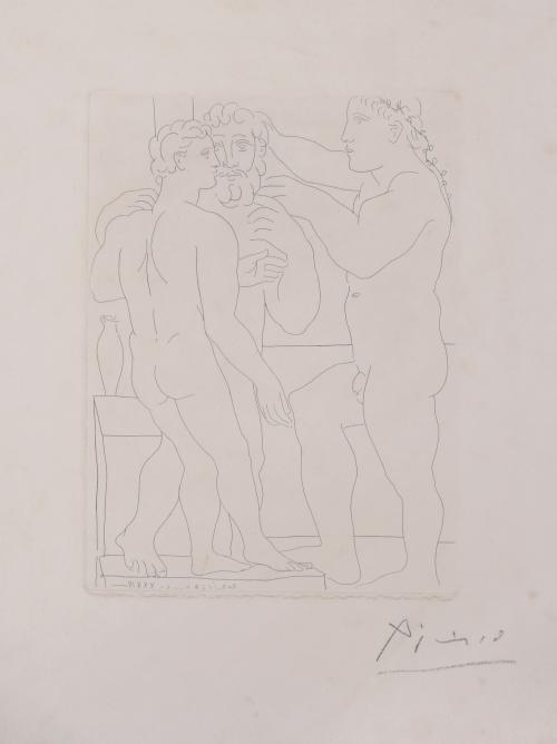 PABLO PICASSO (1881-1973). SUITE VOLLARD, "DEUX HOMMES SCULPTÉE". 