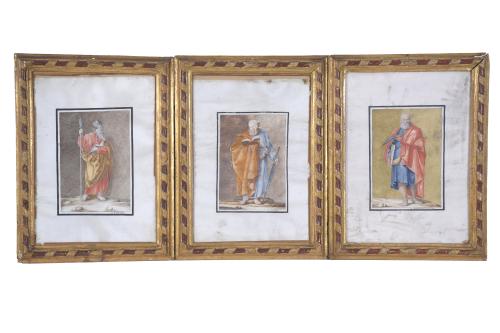 Set of 8 illuminated prints depicting apostles. Early 20th 