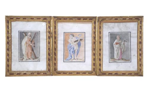 Set of 8 illuminated prints depicting apostles. Early 20th 