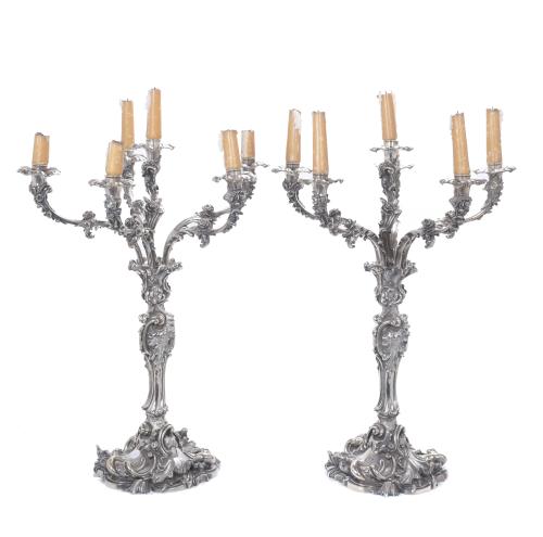 BENJAMIN SMITH (1764-AFTER 1826). PAIR OF LARGE SILVER CANDELABRA, CIRCA 1825-1835.