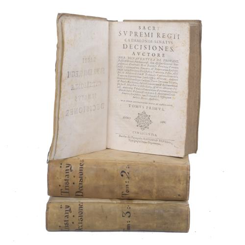 DECISIONES SACRI REGII SENATUS CATHALONIAE. 3 TOMOS, EDICIÓN DE 1686-1688 Y 1701