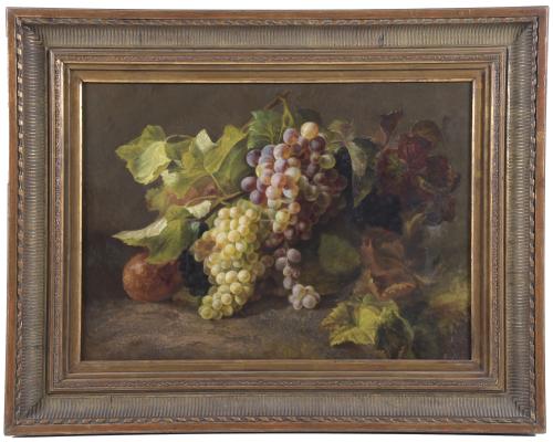 JOSÉ MIRABENT I GATELL (1831-1899) "STILL LIFE WITH GRAPES".