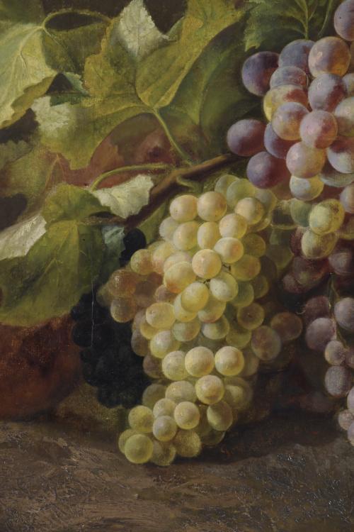 JOSÉ MIRABENT I GATELL (1831-1899) "STILL LIFE WITH GRAPES".