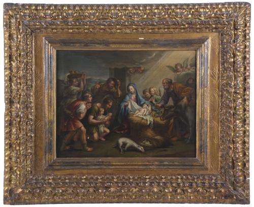 18TH CENTURY, SPANISH SCHOOL. "THE ADORATION OF THE SHEPHER