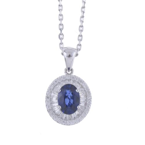 ROSETTE PENDANT WITH SAPPHIRE AND DIAMONDS.