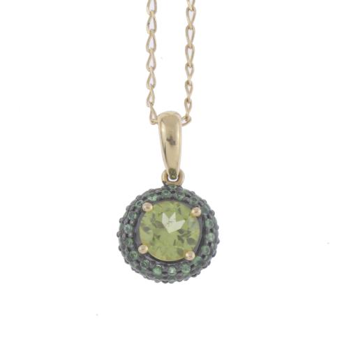 EMERALD AND GREEN AMETHYST PENDANT.