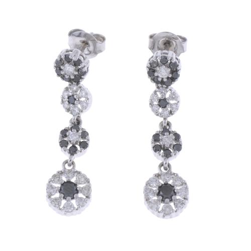 LONG EARRINGS WITH BLACK AND WHITE DIAMONDS.