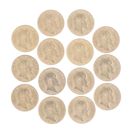 FOURTEEN COINS, EDWARD 7TH. 1905-1910