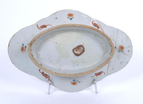 CUATRO BANDEJAS PORCELANA CHINA FAMILIA ROSA, FIN. S. XIX.