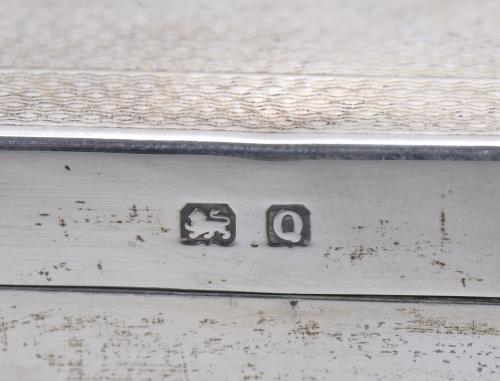 ENGLISH SILVER TOBACCO BOX, CIRCA 1950.