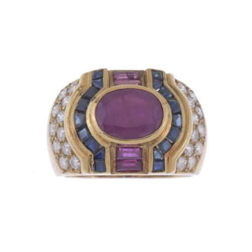 VASAR-LIKE RING WITH GEMSTONES.